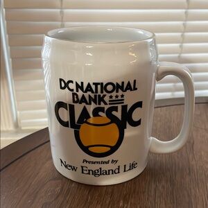 Vintage Large White Tennis Mug DC National Bank Classic